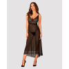 Напівпрозора довга сорочка Obsessive Estiqua chemise M/L, чорний, асиметричний крій