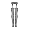 Сітчасті панчохи-стокінги з квітковим малюнком Obsessive Garter stockings S207 XL/XL, чорні, доступ