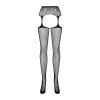 Сітчасті панчохи-стокінги з мереживним поясом Obsessive Garter stockings S307 XL/XXL, чорні