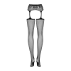 Сітчасті панчохи-стокінги з мереживним поясом Obsessive Garter stockings S307 XL/XXL, чорні