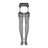 Сітчасті панчохи-стокінги з імітацією гартерів Obsessive Garter stockings S500S/M/L, чорні