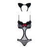 Еротичний костюм гепарду Obsessive Gepardina 3 pcs costume L/XL, чорний, хутряне оздоблення, монокін