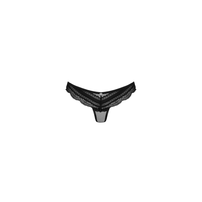 Напівпрозорі трусики з підвіскою Obsessive Ivannes panties black S/M, чорні
