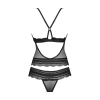 Напівпрозорий набір з прикрасами Obsessive Ivannes top & thong 2XL/3XL, чорний, топ та танга