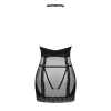 Напівпрозора сорочка з відкритими грудьми Obsessive Lacrisia chemise XS/S, чорна, з чокером