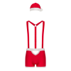 Чоловічий еротичний костюм Санта-Клауса Obsessive Mr Claus 2XL/3XL, боксери на підтяжках, шапочка з