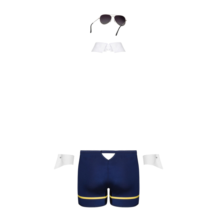 Еротичний костюм пілота Obsessive Pilotman set 2XL/3XL, боксери, манжети, комір з краваткою, окуляри