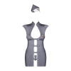 Еротичний костюм стюардеси Obsessive Stewardess 3 pcs grey S/M, сірий, сукня, стрінги, пілотка