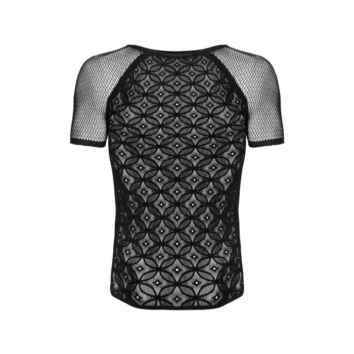 Чоловіча напівпрозора футболка з орнаментом Obsessive T102 T-shirt S/M/L, чорна