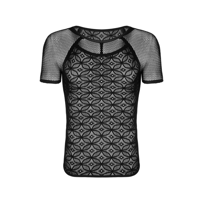 Чоловіча напівпрозора футболка з орнаментом Obsessive T102 T-shirt S/M/L, чорна