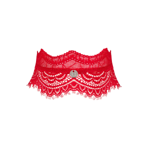 Широкий мереживний чокер Obsessive Bergamore choker, red