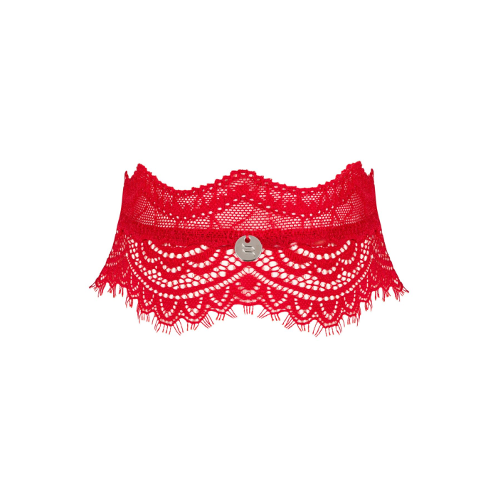 Широкий мереживний чокер Obsessive Bergamore choker, red