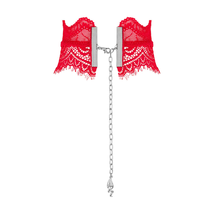 Широкий мереживний чокер Obsessive Bergamore choker, red