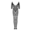 Сітчастий бодістокінг з імітацією підв’язок Obsessive Bodystocking G329 S/M/L, black, з доступом