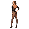 Сітчастий бодістокінг з імітацією підв’язок Obsessive Bodystocking G329 S/M/L, black, з доступом