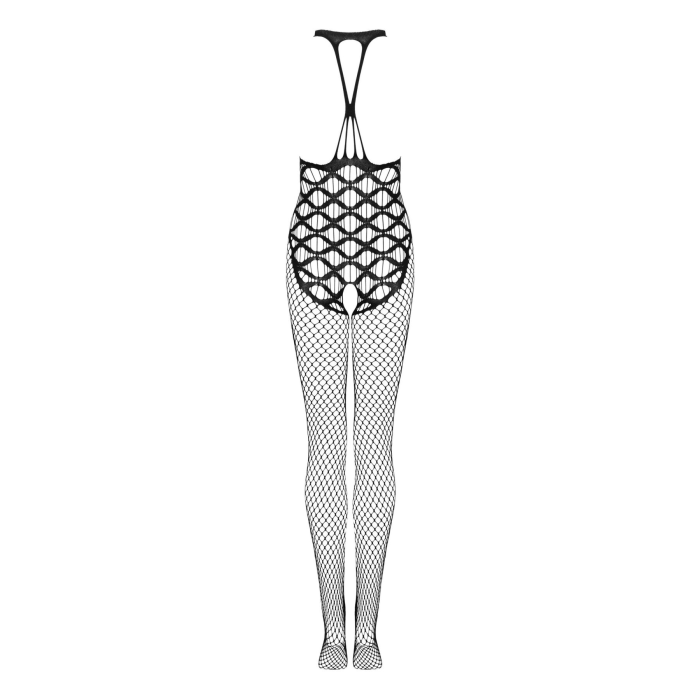 Сітчастий бодістокінг з імітацією боді Obsessive Bodystocking G332 S/M/L, black, з доступом