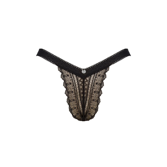 Мереживні трусики із заниженою талією Obsessive Estiqua panties XS/S, black
