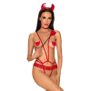 Еротичний костюм чортика зі стреп Obsessive Evilia teddy red L/XL