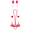 Еротичний костюм чортика зі стреп Obsessive Evilia teddy red L/XL