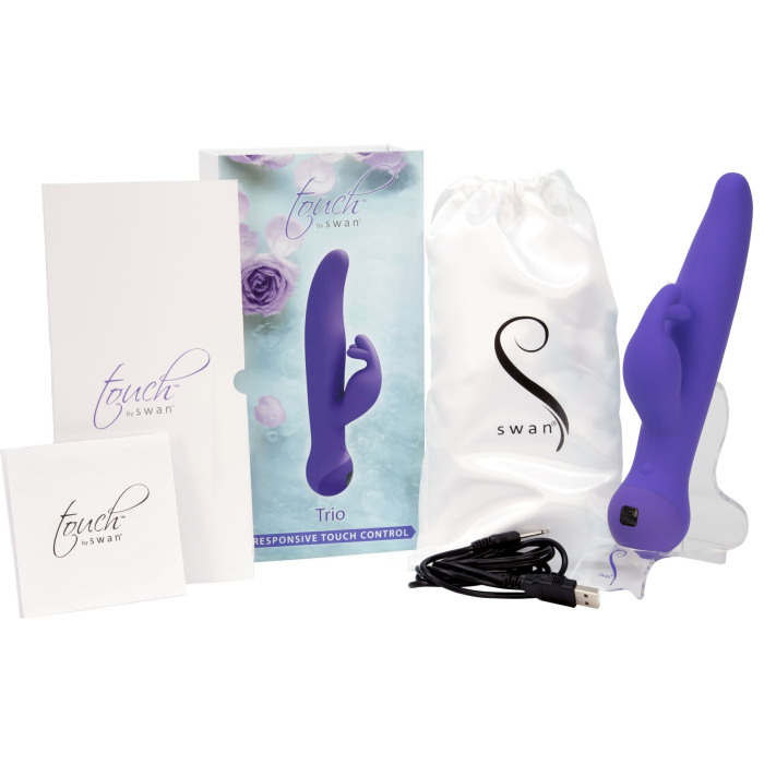 Вібратор-кролик Touch by SWAN - Trio Purple, сенсорне керування, ротація, діаметр 3,8 см