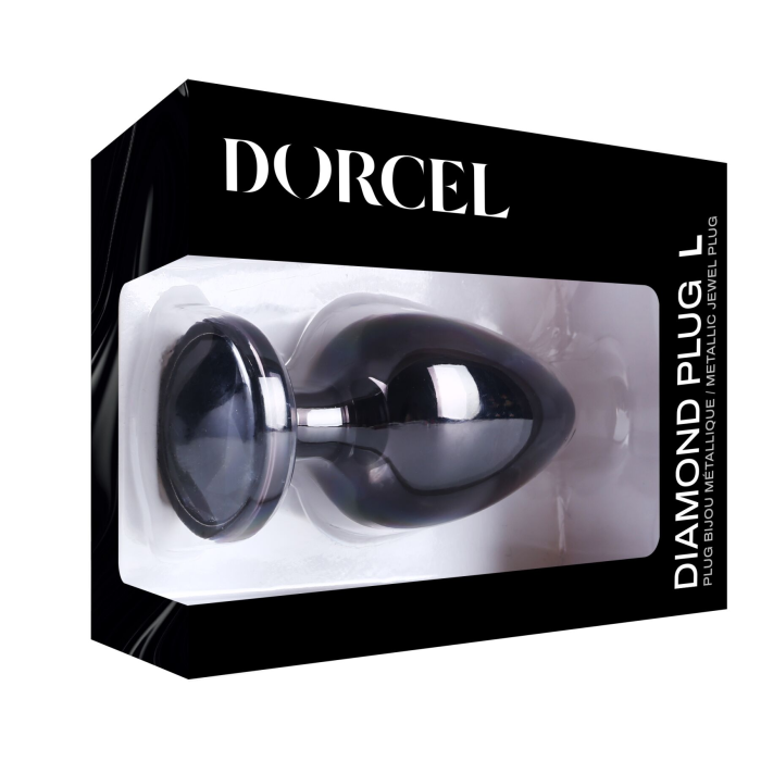 Металева анальна пробка з кристалом Dorcel Diamond Plug Black L