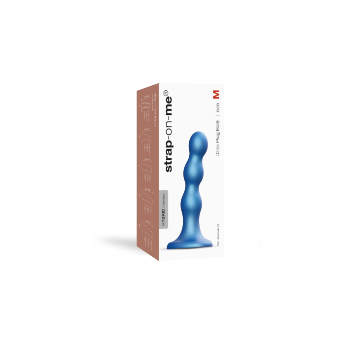 Насадка для страпона Strap-On-Me Dildo Plug Balls Blue Metallic M