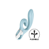 Вібратор-кролик Satisfyer Love Me Blue, гнучкий, відросток з потрійним кінчиком