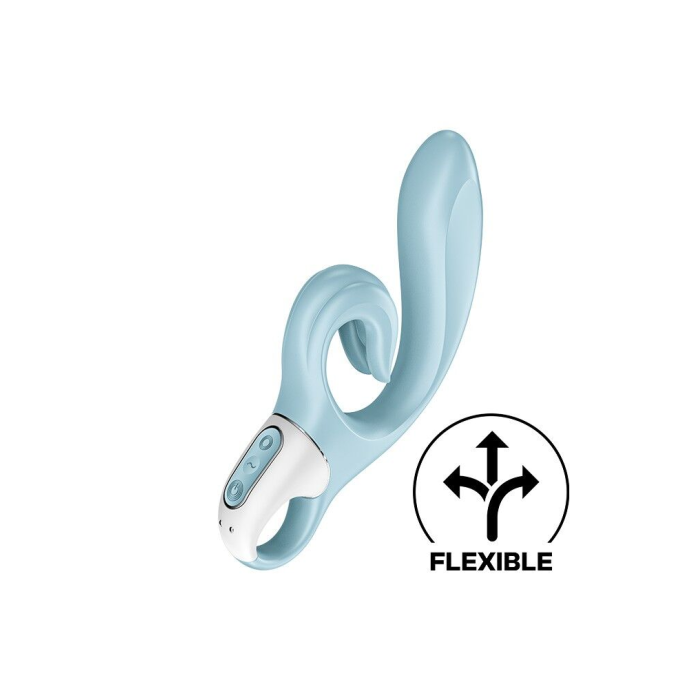 Вібратор-кролик Satisfyer Love Me Blue, гнучкий, відросток з потрійним кінчиком