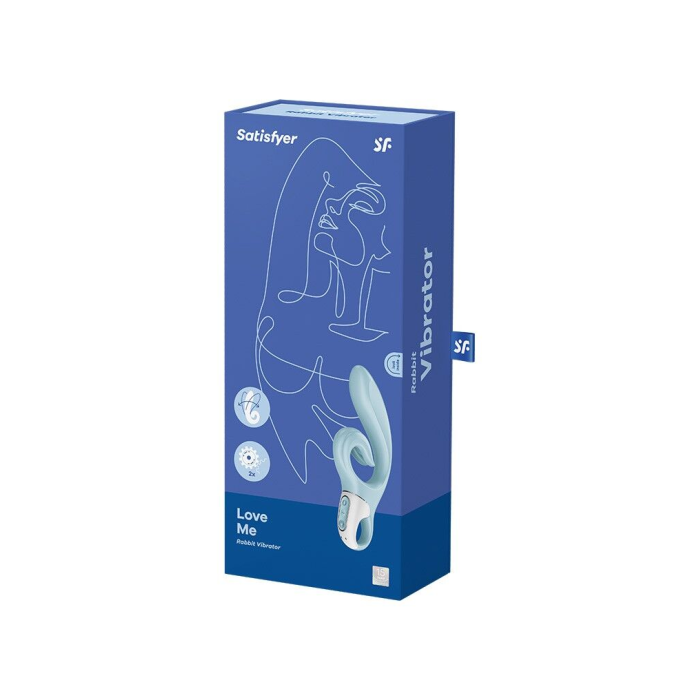 Вібратор-кролик Satisfyer Love Me Blue, гнучкий, відросток з потрійним кінчиком
