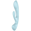 Двосторонній вібратор-кролик Satisfyer Triple Oh Light Blue, 3 мотори, руків’я-масажер