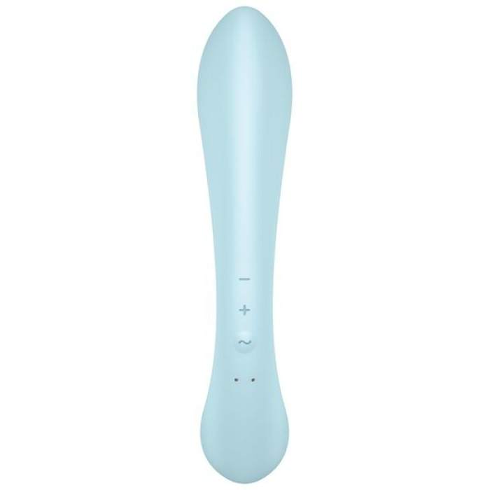Двосторонній вібратор-кролик Satisfyer Triple Oh Light Blue, 3 мотори, руків’я-масажер