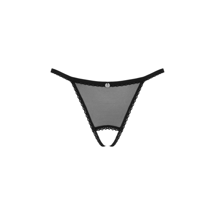 Прозорі стрінги з доступом Obsessive Celia Noir crotchless thong XS/S