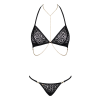 Комплект із ланцюжками Obsessive Pantheria 2-pcs set black S/M, бюстгальтер, трусики