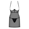 Прозора сорочка з відкритими грудьми Obsessive Pearlove chemise & thong black S/M, трусики