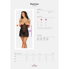 Прозора сорочка з відкритими грудьми Obsessive Pearlove chemise & thong black S/M, трусики