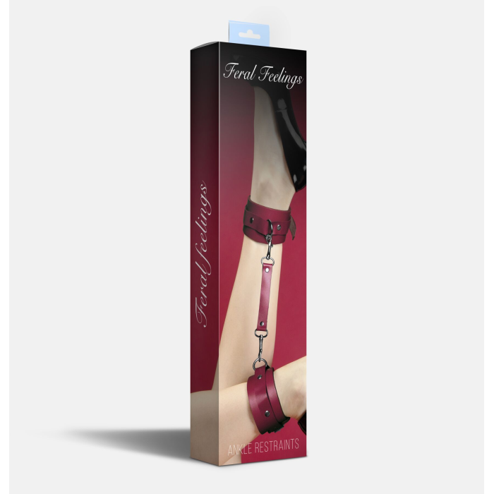 Поножі Feral Feelings – Ankle Restraints Burgundy, натуральна шкіра