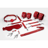 Набір Feral Feelings BDSM Kit 7 Red, наручники, поножі, конектор, маска, падл, кляп, затискачі