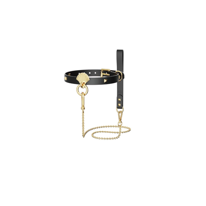 Розкішний нашийник з повідцем Zalo Collar & Leash Set Black, натуральна шкіра