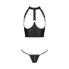 Комплект білизни з відкритими грудьми Passion GENEVIA SET WITH OPEN BRA XXL/XXXL black, корсет, стрі