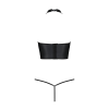 Комплект білизни з відкритими грудьми Passion GENEVIA SET WITH OPEN BRA XXL/XXXL black, корсет, стрі
