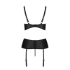 Корсет з відкритими грудьми Passion JANNIES CORSET S/M black, стрінги в наборі