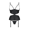 Корсет з відкритими грудьми Passion JANNIES CORSET XXL/XXXL black, стрінги в наборі