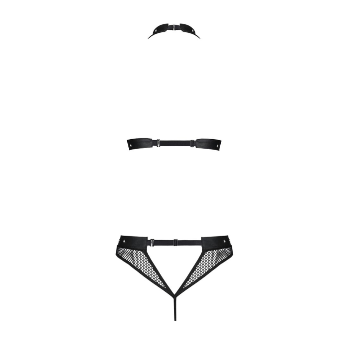 Білизна з відкритим доступом Passion MOONLIGHT SET L/XL black топ, стрінги