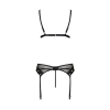Комплект білизни Passion NESSY SET XXL/XXXL black, бюстгальтер, пояс для панчіх, стрінги