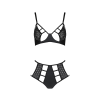 Комплект білизни Passion TASMINA SET L/XL black, ліф, високі трусики з корсетом ззаду