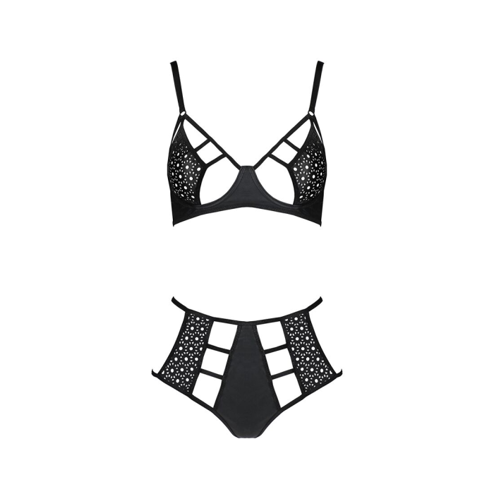Комплект білизни Passion TASMINA SET XXL/XXXL black, ліф, високі трусики з корсетом ззаду