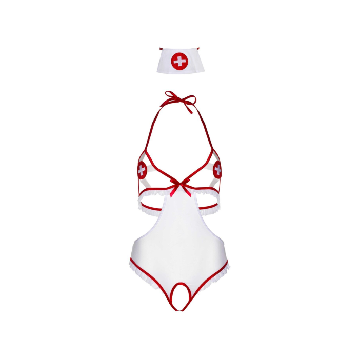 Костюм медсестри Leg Avenue Naughty Nurse, one size, боді та шапочка