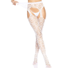Ажурні колготки із сердечками Leg Avenue Heart White, one size, імітація панчіх