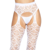 Ажурні колготки із сердечками Leg Avenue Heart White, one size, імітація панчіх