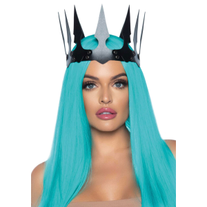 Корона злої королеви Leg Avenue Faux leather spiked crown Black, штучна шкіра, заклепки